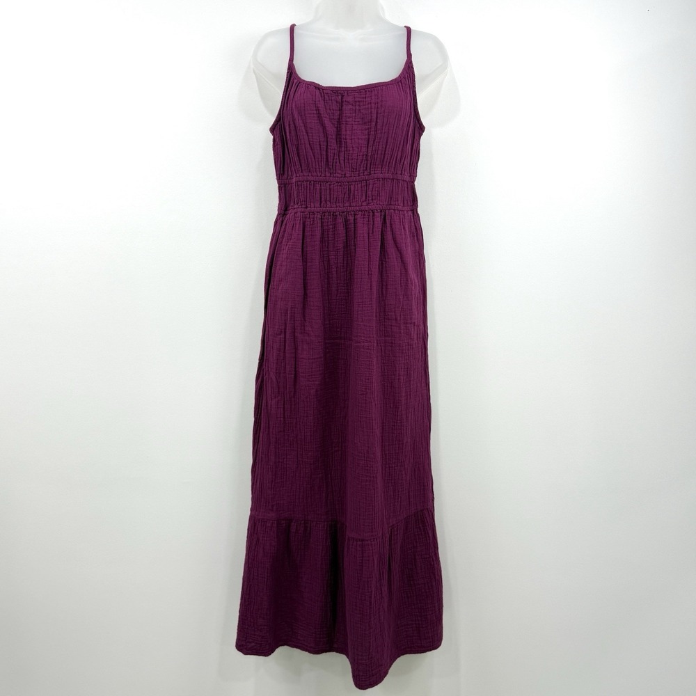 Pact Coastal Double Gauze Cami Maxi Dress M 100% Organic Cotton Beachy Granola